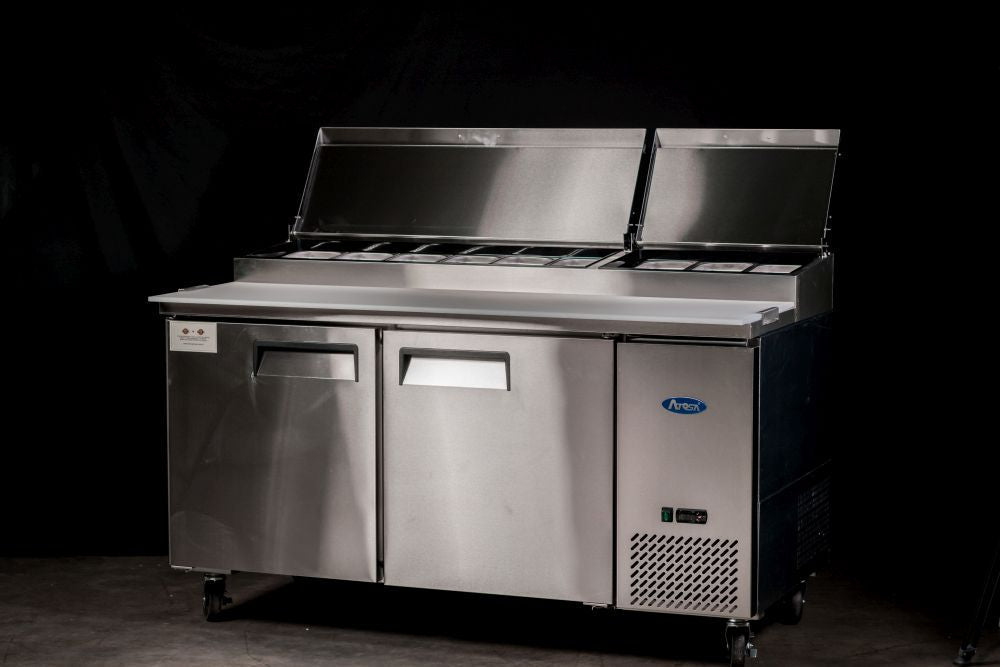 Atosa Double Door Pizza Prep Table Refrigerator MPF8202