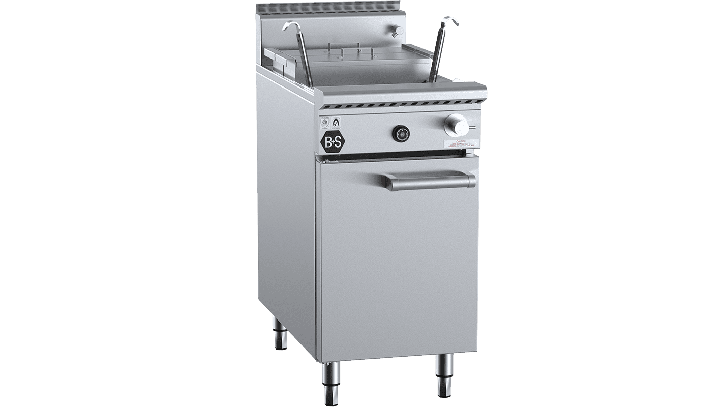 B+S Black Noodle Cooker with Soup Warmer insert (2 rounds baskets + 2 rec pots) LPG