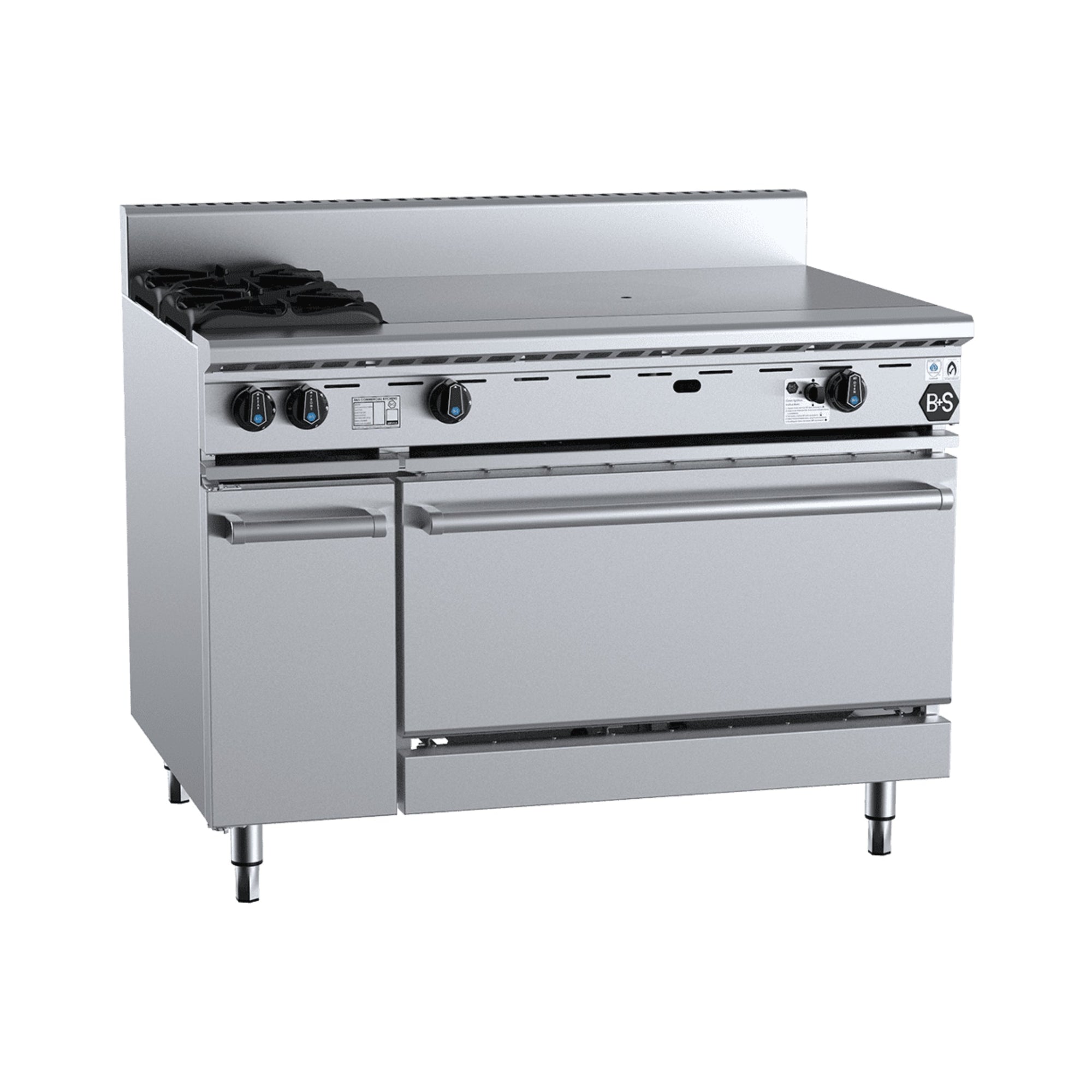 B+S Black Oven with Two Open Burners & 900mm Target Top LPG