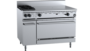 B+S Black Oven with Two Open Burners & 900mm Target Top Natural Gas