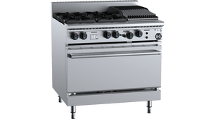 B+S Black Oven with Four Open Burners & 300mm Char Broiler LPG