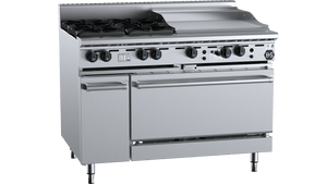 B+S Black Oven with Four Open Burners & 600mm Grill Plate LPG