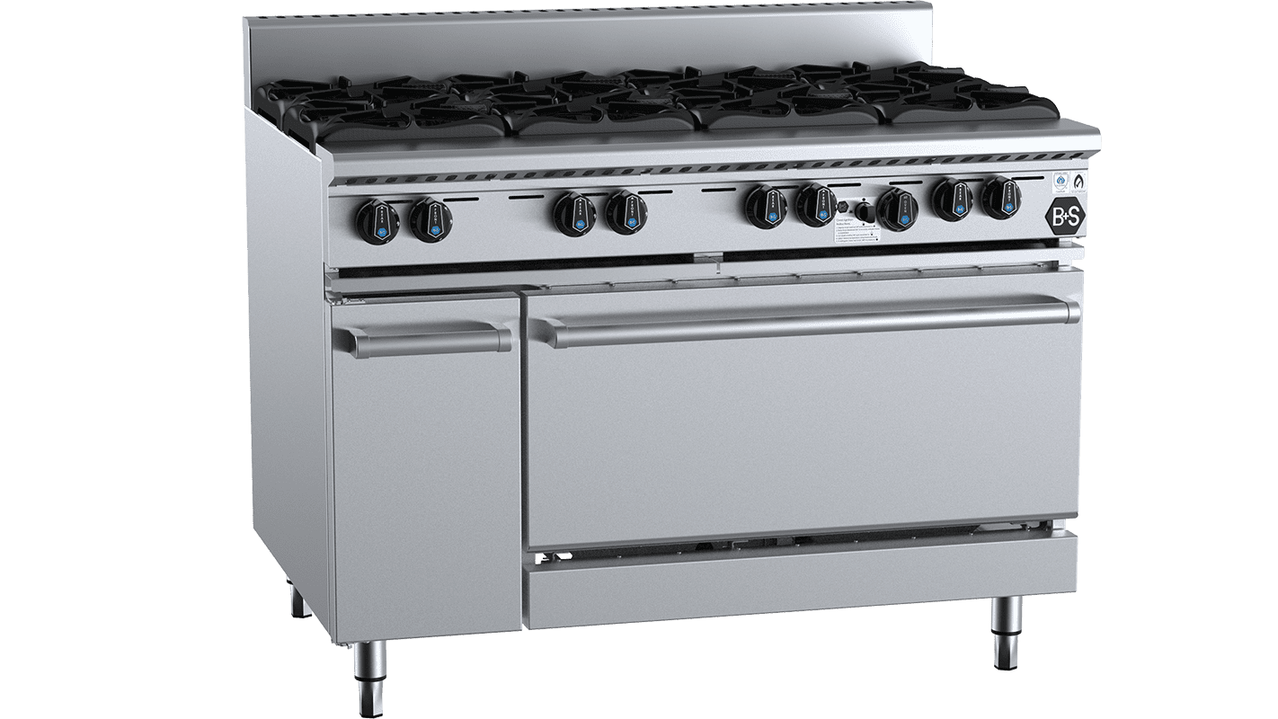 B+S Black Eight Burner Oven Natural Gas