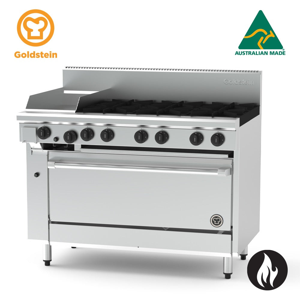 Goldstein Gas 6 Burners, 305 X 520 X 20mm Griddle, 40'' Static Gas Oven PF12G640-X