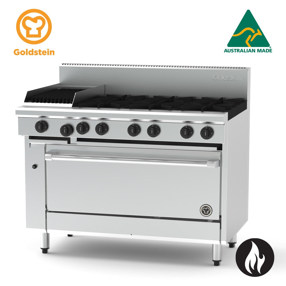Goldstein Gas 6 Burners, 305 X 510 BBQ , 40'' Fan Forced Electric Oven PF12Q640EFF-X