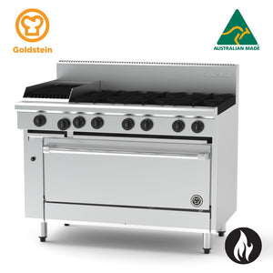 Goldstein Gas 6 Burners, 305 X 510 BBQ , 40'' Fan Forced Electric Oven PF12Q640EFF-X