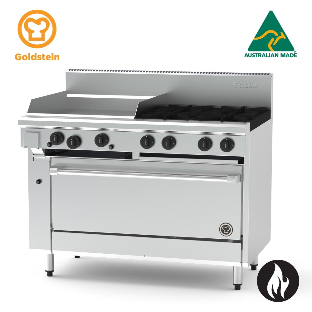 Goldstein Gas 4 Burners, 610 X 520 X 20 mm Griddle, 40'' Fan Forced Gas Oven PF24G440FF-X