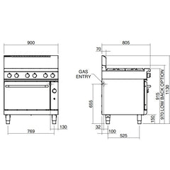 Waldorf 800 Series RN8610G - 900mm Gas Range Gas Static Oven