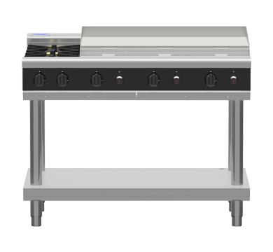Waldorf Bold RNLB8806G-LS - 1200mm Gas Cooktop Low Back Version - Leg Stand