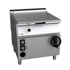 Fagor 900 Series Tilting Bratt Pan SBG9-10I, 80L stainless steel unit with crank tilting system and front control knobs.