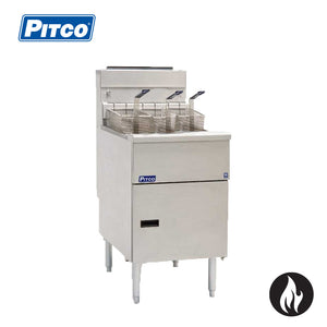 Pitco Gas Fryer 3 Baskets , 9'' Legs , Lid , 70 Kg's P/H , 36 Lt Oil Capacity SG18S