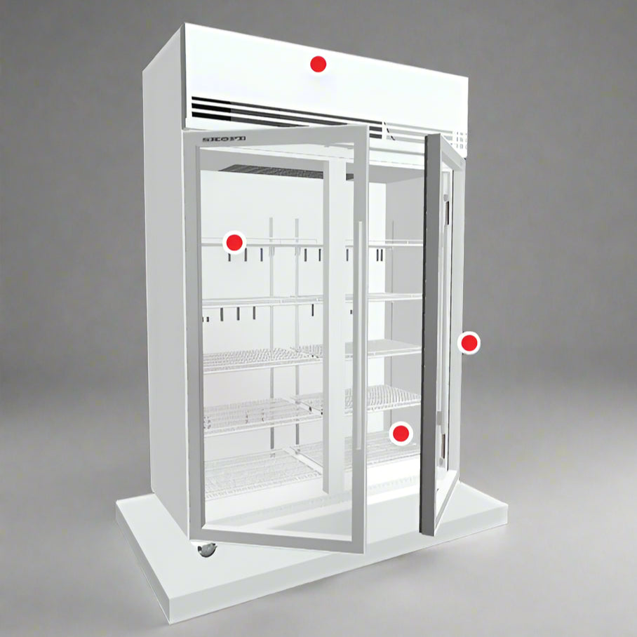 Skope SKFT1300N-A 2 Glass Door Upright Display or Storage Freezer