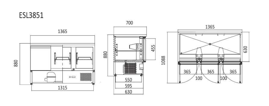 Atosa Three Doors Table Saladette ESL3851