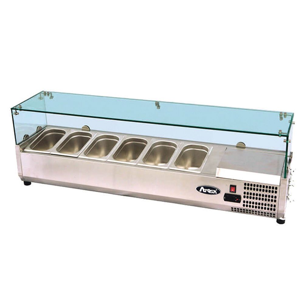 Atosa VRX GN1/4 x 7 Glass Salad Bench Countertop Prep Fridge 1600/330 ESL3885