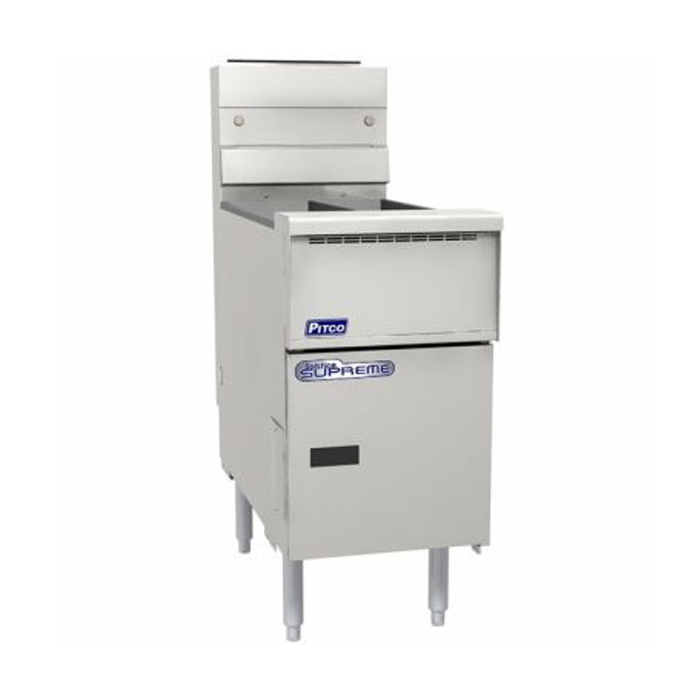Pitco Gas Fryer Solid State Control, 2 Baskets, 9'' Adjustable Legs, Lid, 11 L/Per Tank Oil Capacity, Split Tank SSH55T SSTC