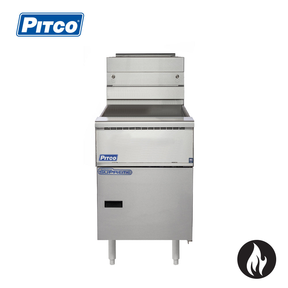 Pitco Gas Fryer Solid State Control, 3 Baskets, 9'' Adjustable Legs, Lid, 37 L Oil Capacity SSH75