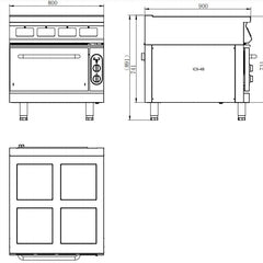 ElectMax induction 4 Burner Cooker with convection oven - IC9-4B