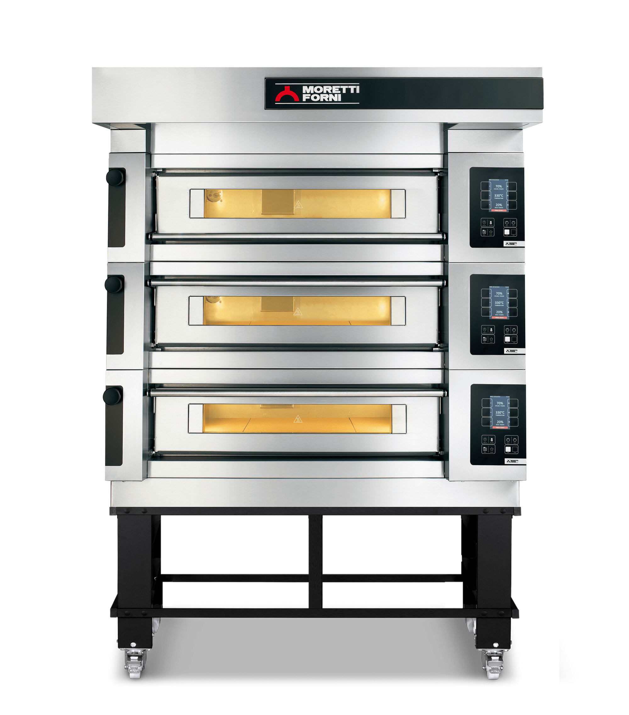 Moretti Forni serieS Triple Deck Baking Oven on Stand 27 x 35cm Pizza COMP S140E/3/S