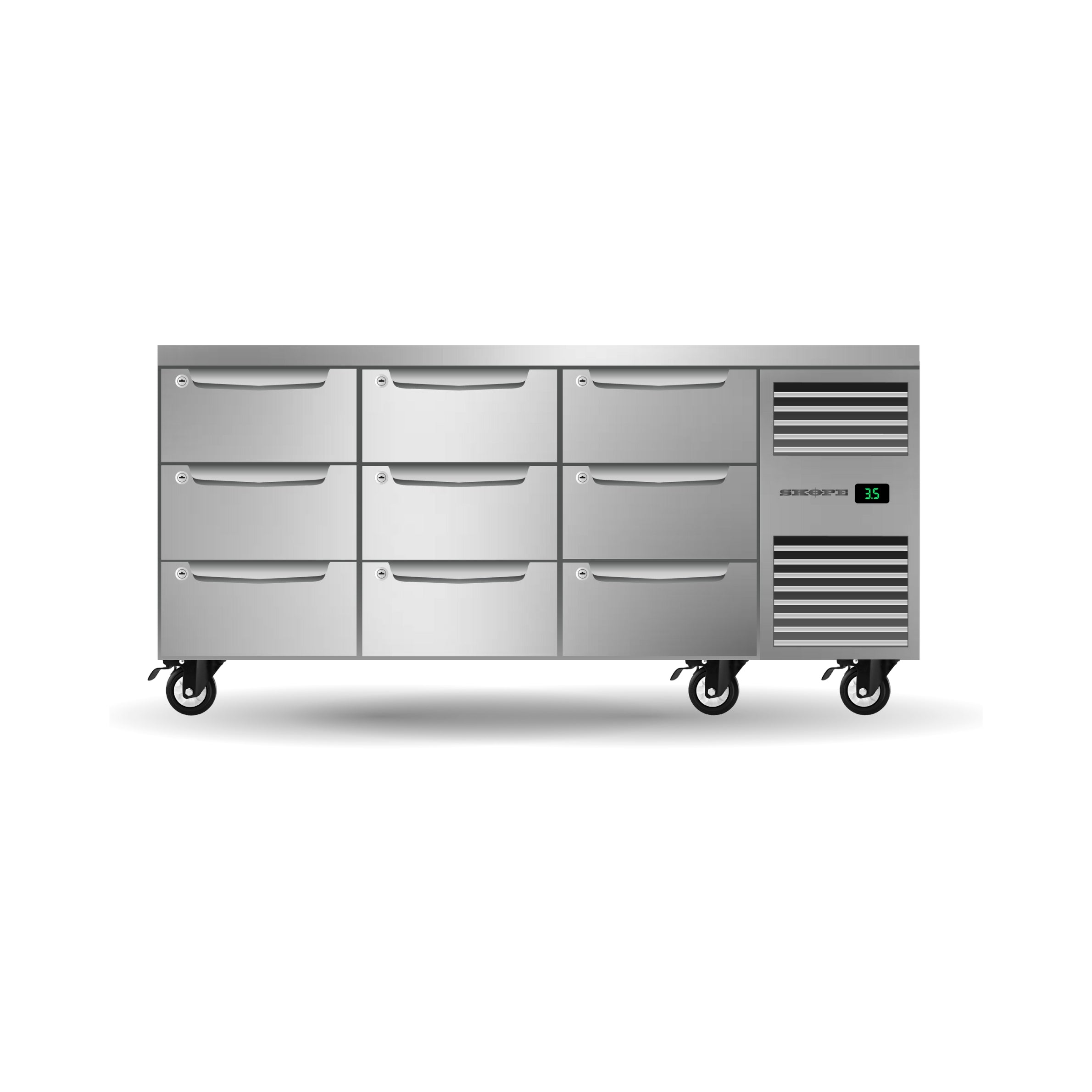Skope ProSpec Nine Drawer Three Bay Underbench GN 1/1 Right Hand Fridge