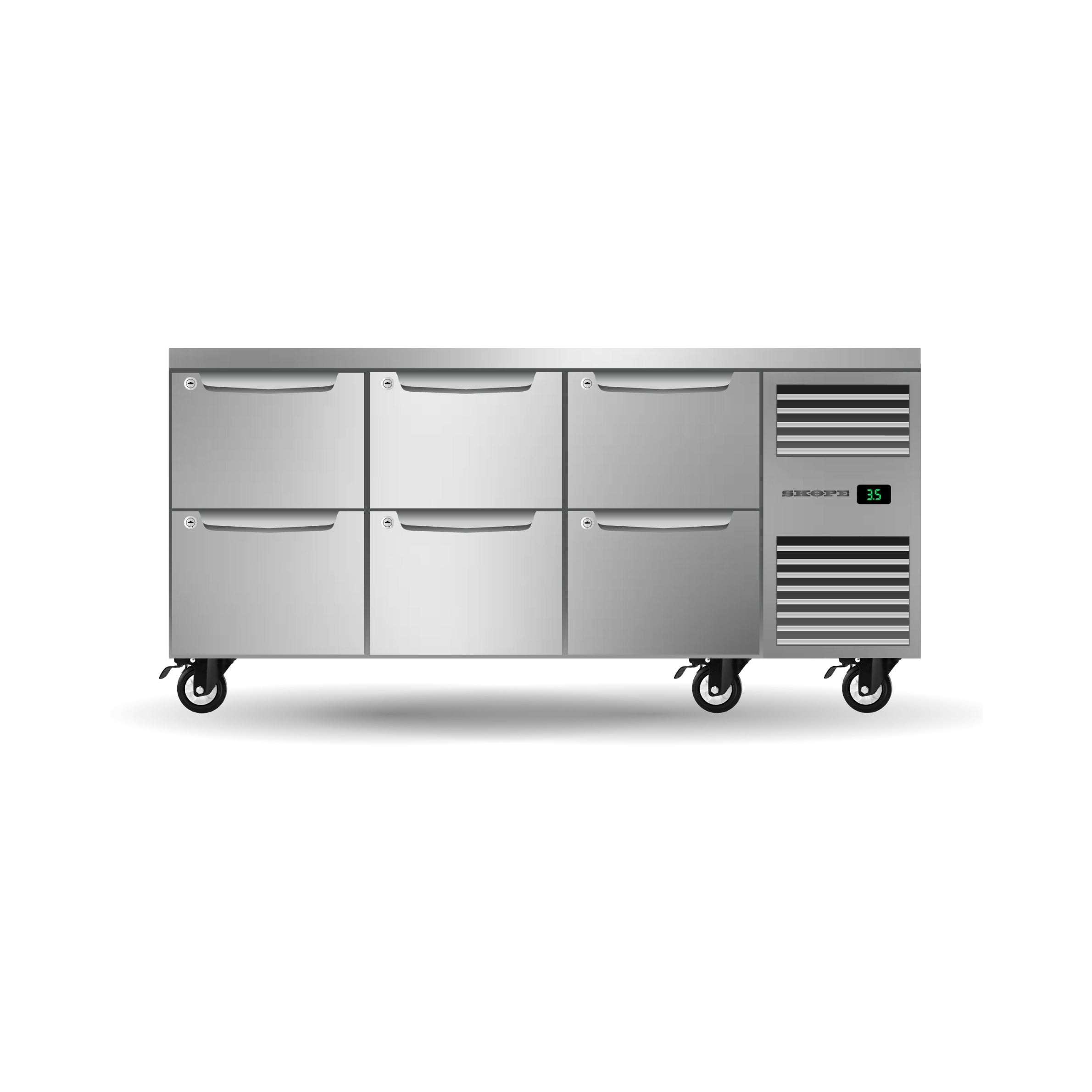 Skope ProSpec Six Drawer Three Bay Underbench GN 1/1 Right Hand Fridge