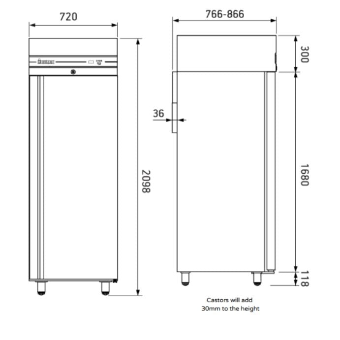 Inomak Single Door Slim Line Freezer UFI2170SL