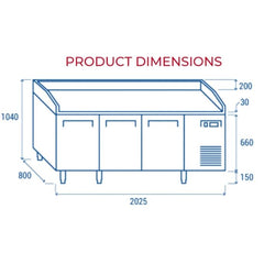 Saltas Marble Top Pizza Fridge 3 Door MPB0030
