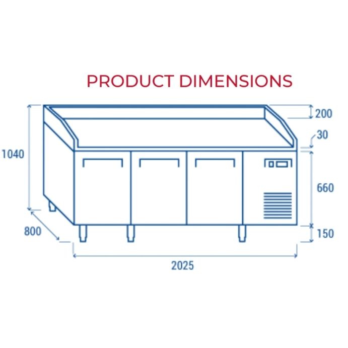 Saltas Marble Top Pizza Fridge 3 Door MPB0030