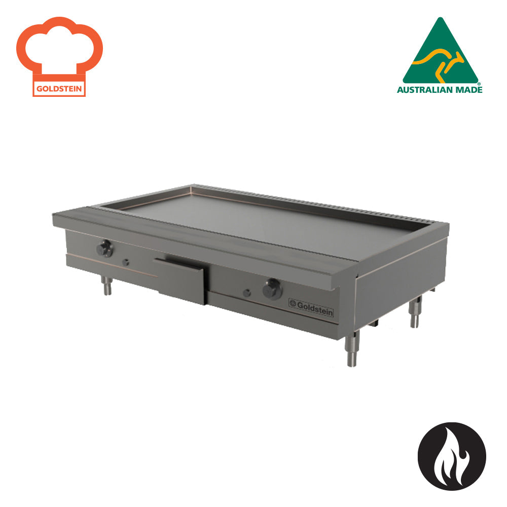 Goldstein Gas Two Heavy Cast Iron Ring Burner, Smooth Mild Steel Plate Size 1044 X 420 X 20 mm TK45