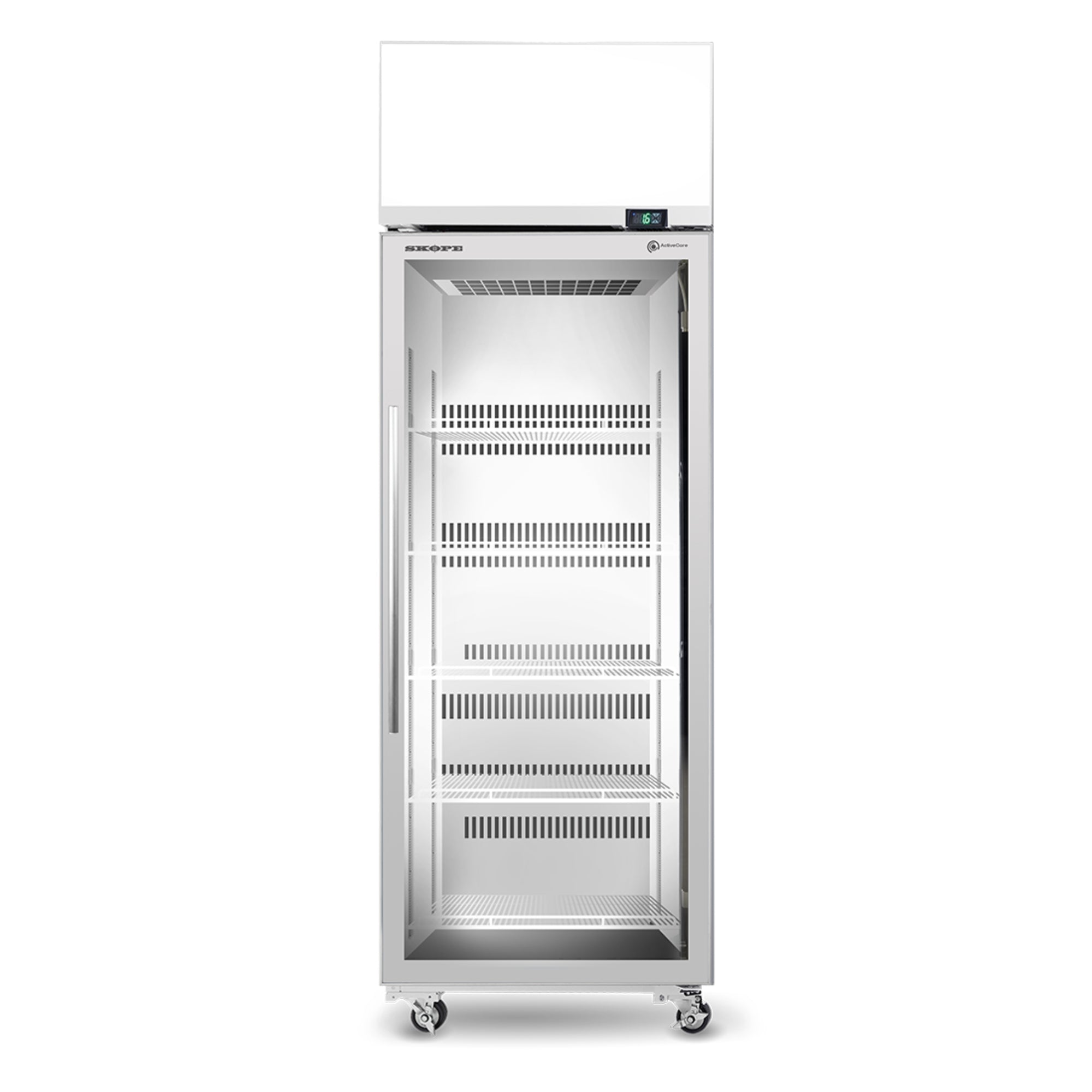 Skope White TME650N-AC 1 Glass Door Display Fridge, Lit Sign