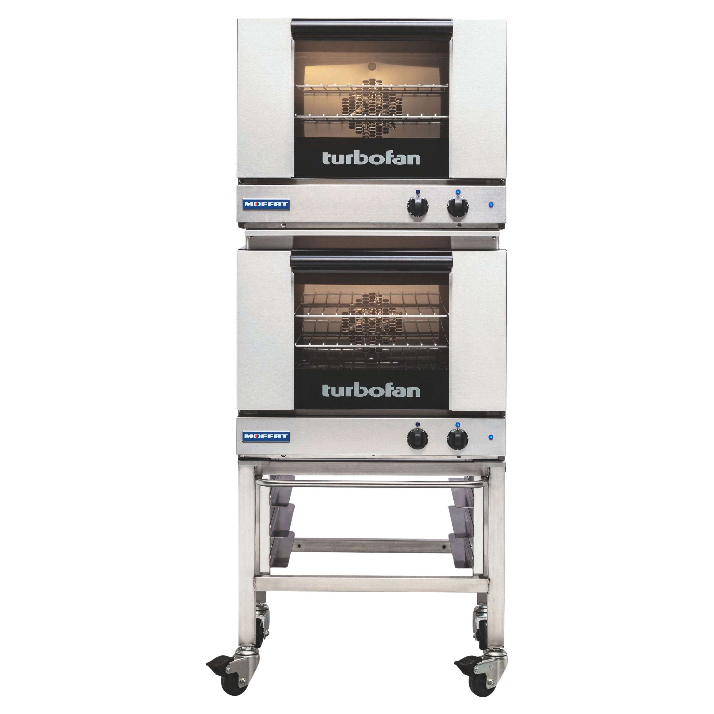 Turbofan E22M3/2C - Half Size Tray Manual Electric Convection Ovens Double Stacked With Castor Base Stand