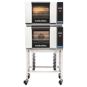 Turbofan E23T3/2C - Half Size Electric Convection Ovens Touch Screen Control Double Stacked on a Stainless Steel Base Stand