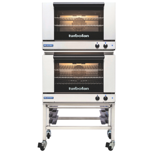 Turbofan E27M3/2C - Full Size Tray Manual Electric Convection Ovens Double Stacked With Castor Base Stand