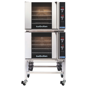 Turbofan E31D4/2C - Full Size Tray Digital Electric Convection Ovens Double Stacked With Castor Base Stand