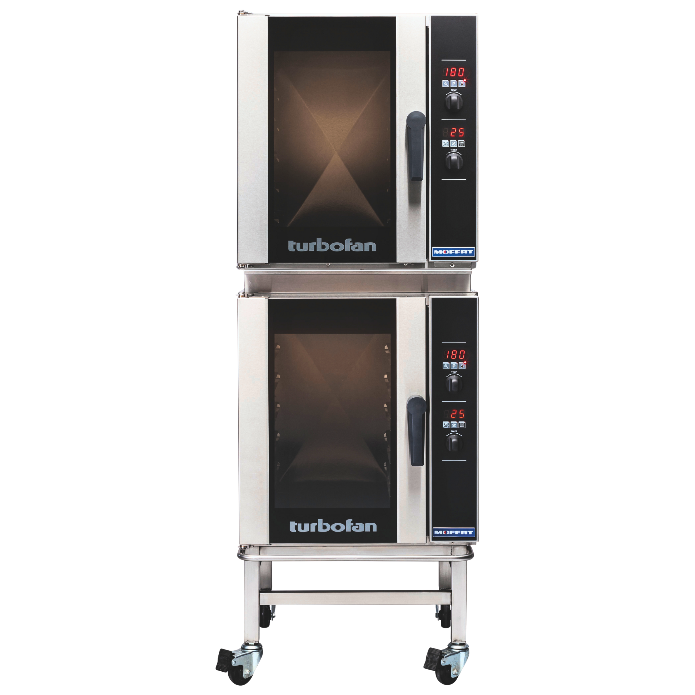 Turbofan E33D5/2C - Full Size Tray Digital Electric Convection Oven Double Stacked With Castor Base Stand