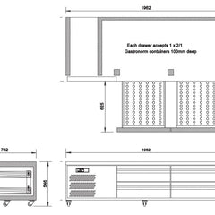 Williams Under Broiler Counter - Four Drawer Self Contained Lowline Refigerator