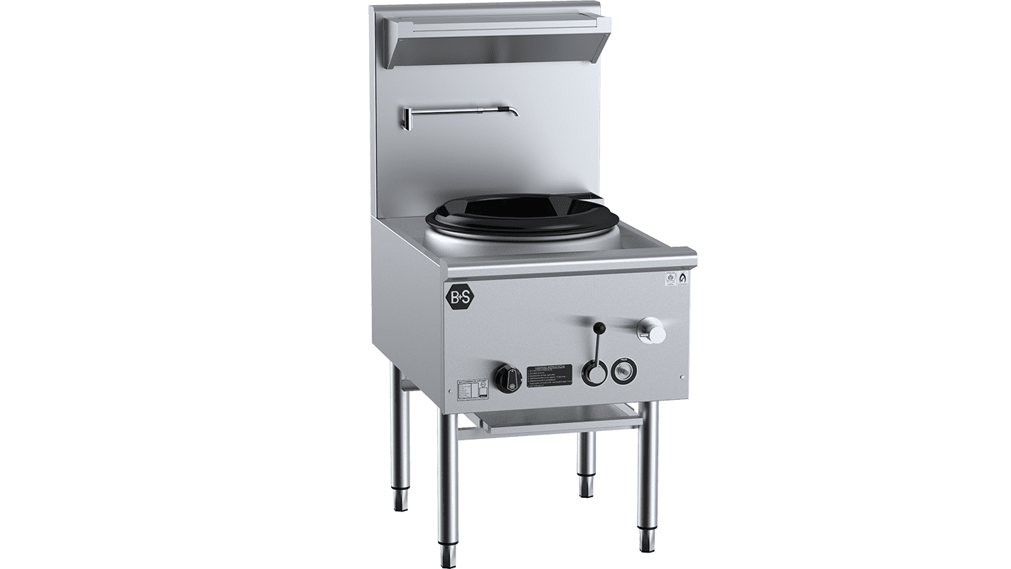 B+S Black Single Hole Deluxe Waterless Wok Table LPG