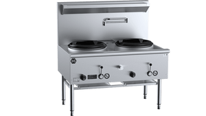 B+S Black Two Hole Deluxe Waterless Wok Table Natural Gas