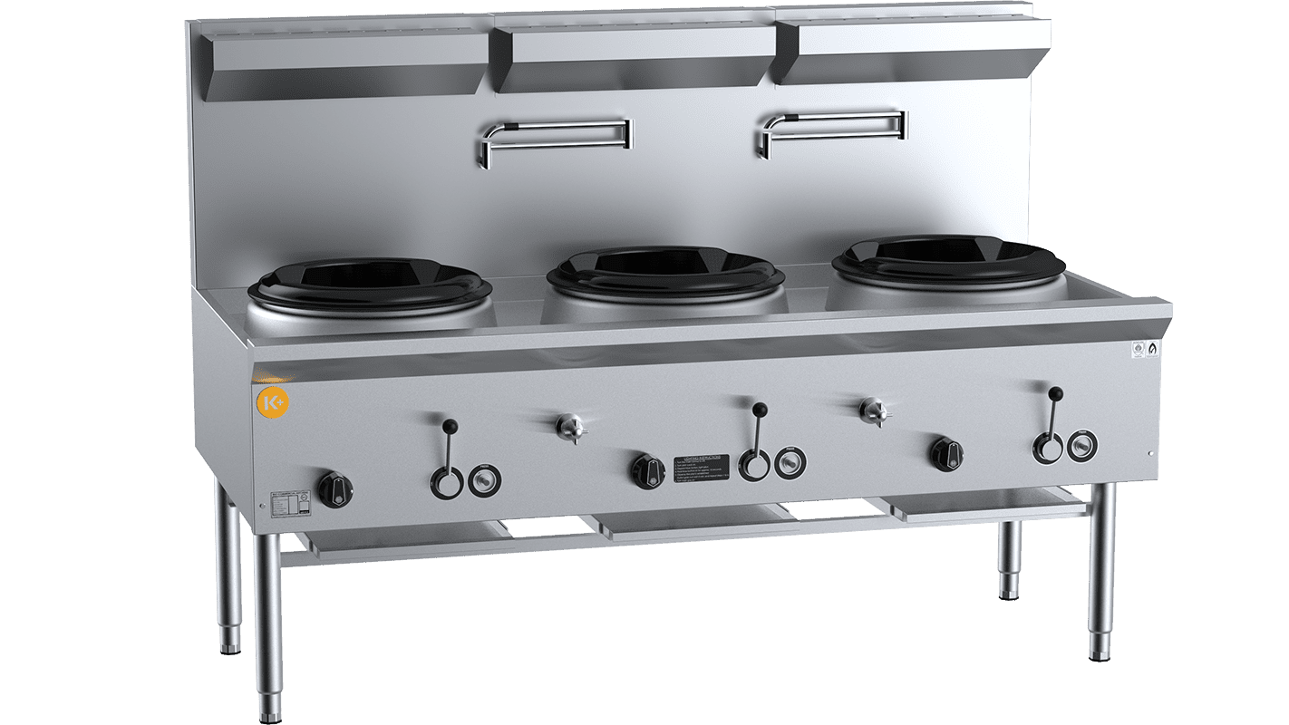 K+ Tripple Hole Three Waterless Wok Burner Table Natural Gas