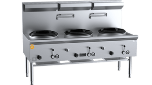 K+ Tripple Hole Three Waterless Wok Burner Table LPG