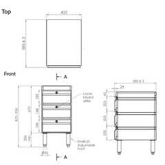 3monkeez Freestanding Drawer Unit - Fully Enclosed  AB-3DRAW-GK