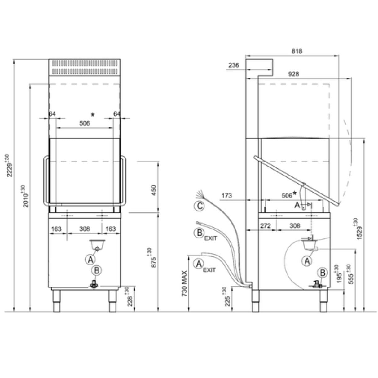 Washmaster Passthrough Commercial Dishwasher with Heat Recovery WM50HR