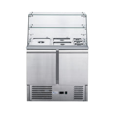 FED-X Two Door Salad Prep Fridge With Square Glass Top XS900GC