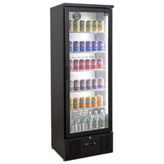 AG 300L Upright Glass Door Display / Backbar Fridge - Black - AG-B300G