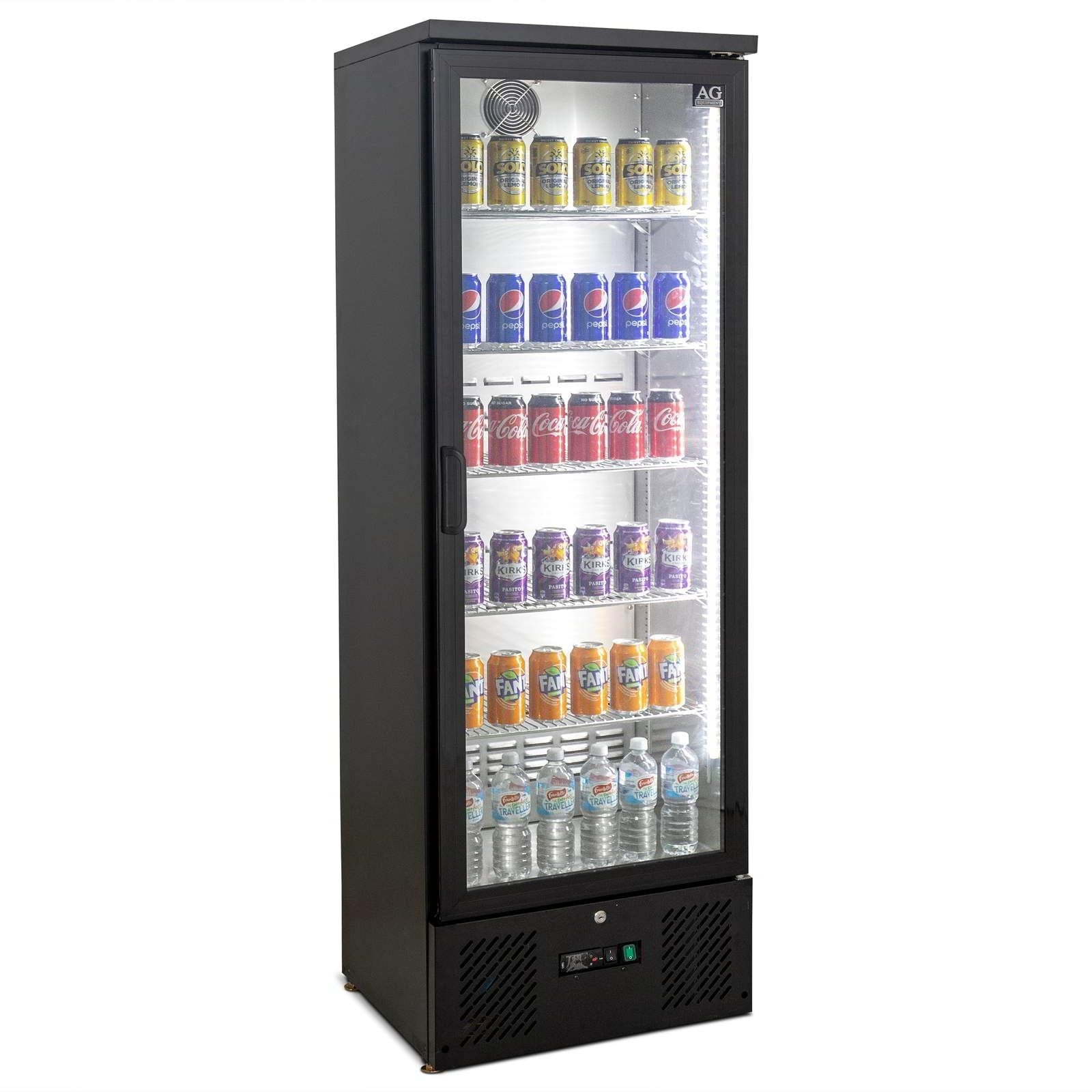 AG 300L Upright Glass Door Display / Backbar Fridge - Black - AG-B300G