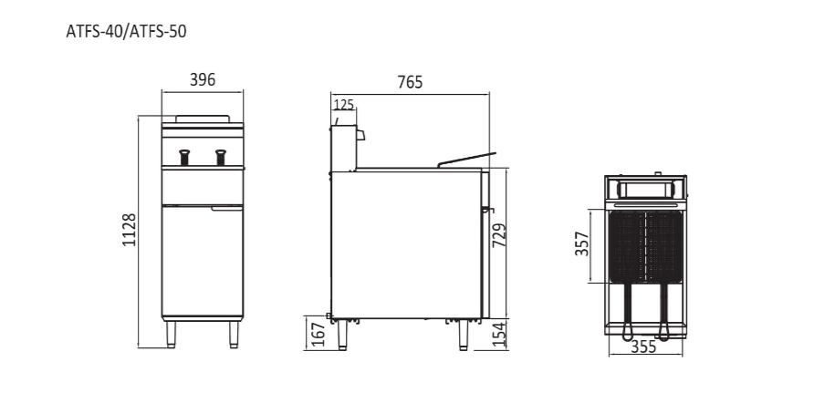 CookRite Freestanding 4 Tubes Gas Deep Fryer NG ATFS-50-NG