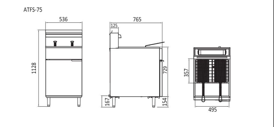 CookRite Freestanding 5 Tubes Gas Deep Fryer LPG ATFS-75-LPG