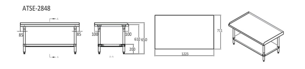CookRite 1225mm Stainless steel Stand ATSE-2848