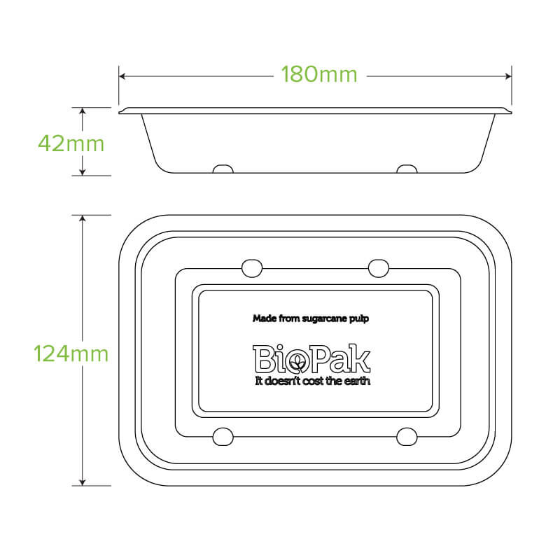 BioPak Plant Fibre Pulp Plastic-free SugarcaneTakeaway Base Container Box