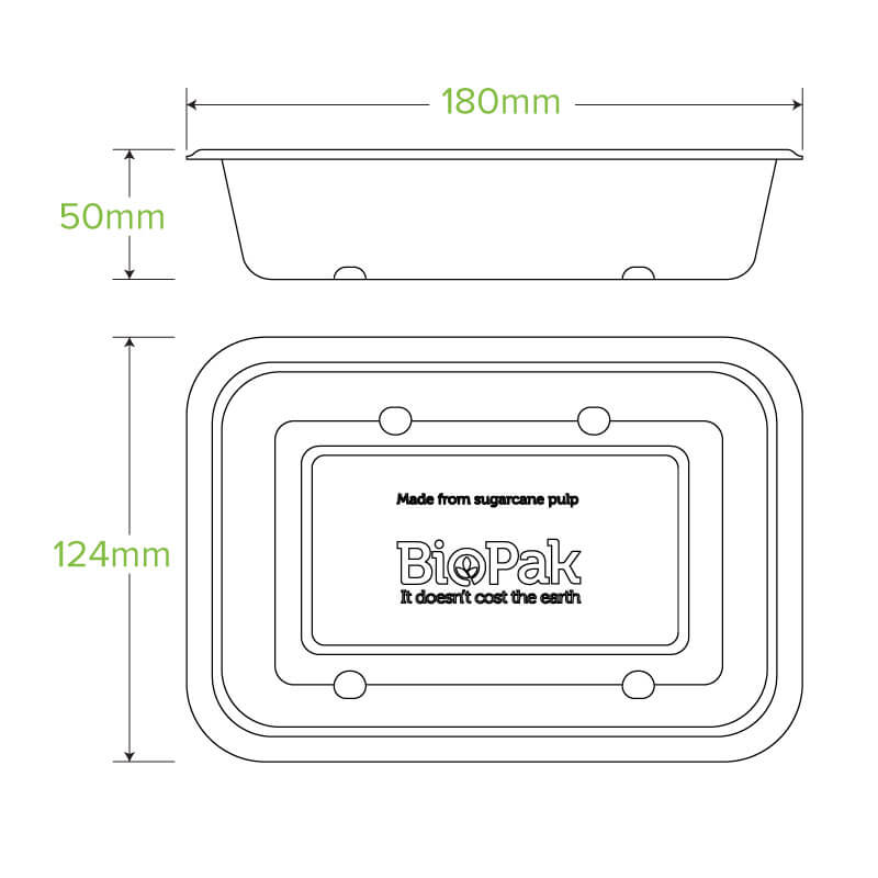 BioPak Plant Fibre Pulp Plastic-free SugarcaneTakeaway Base Container Box