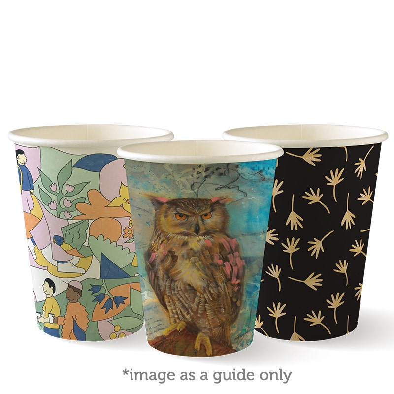 BioPak Single Wall Disposable Hot / Cold Takeaway Coffee Cups Art Series